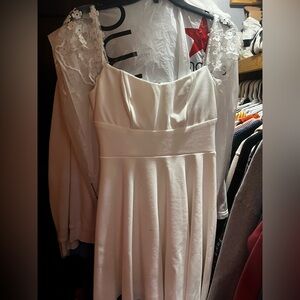 Chic White Dress with Lace Accents